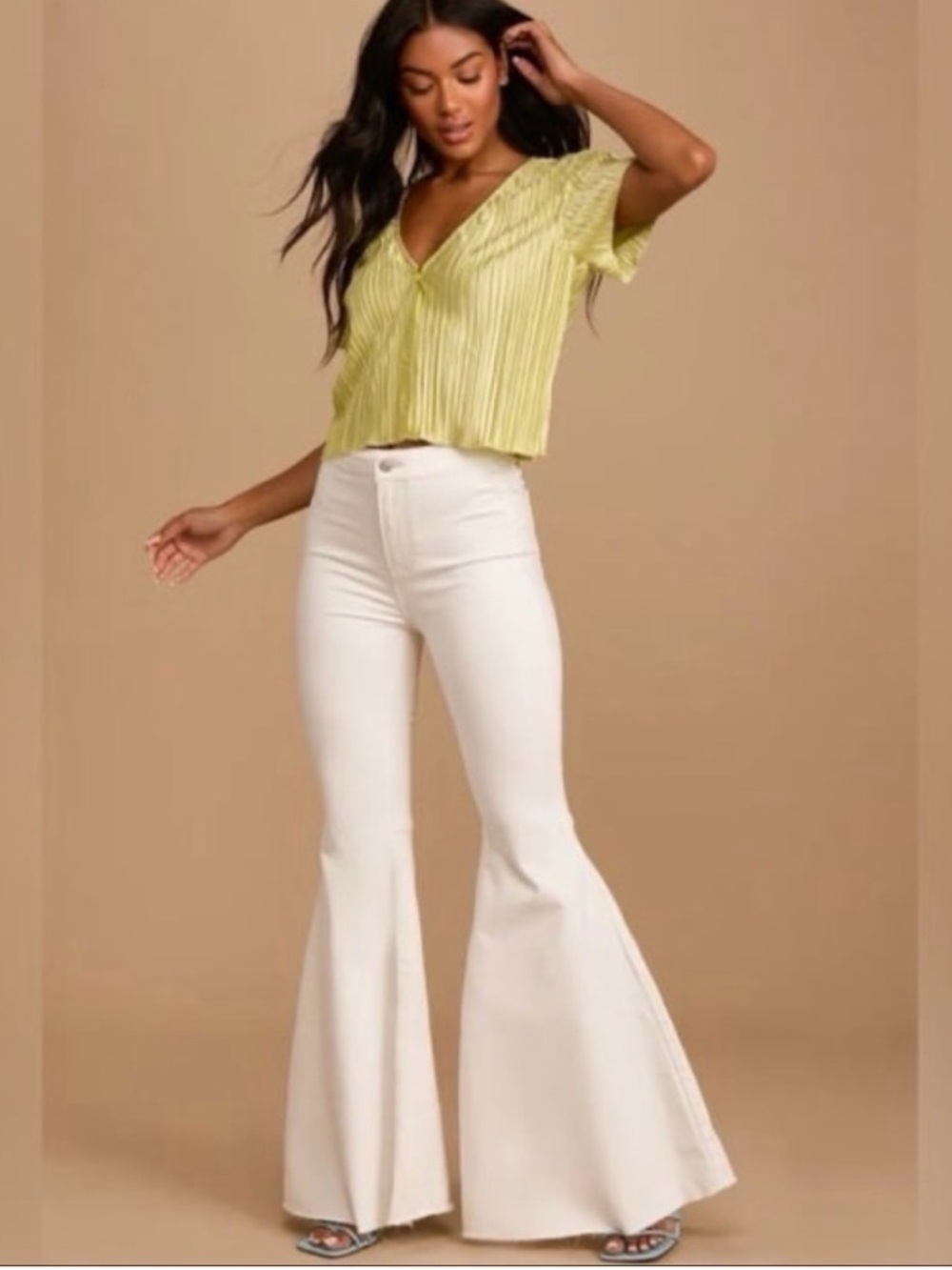 We The Free White Big Flared Bell Bottom Women's Jeans Size 29 Free People Boho